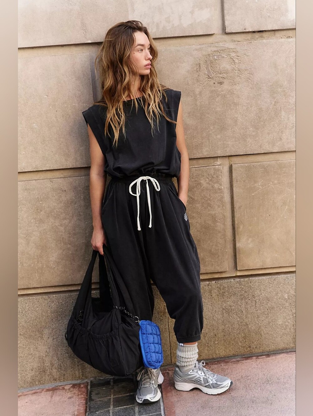 🪷NWT Free People FP Movement Hot Shot Harem Onesie In Black, XS🌙